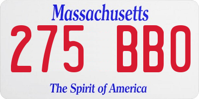MA license plate 275BB0