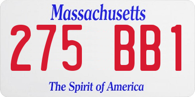MA license plate 275BB1