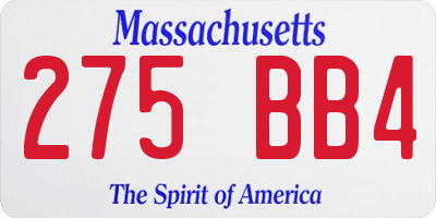 MA license plate 275BB4