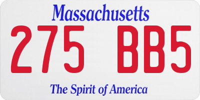 MA license plate 275BB5