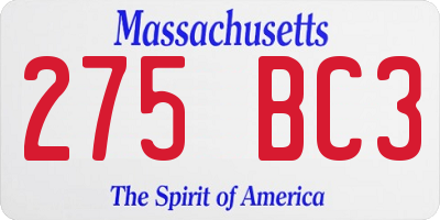 MA license plate 275BC3