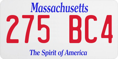MA license plate 275BC4