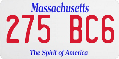 MA license plate 275BC6