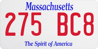 MA license plate 275BC8