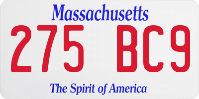 MA license plate 275BC9