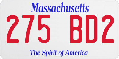 MA license plate 275BD2