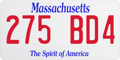 MA license plate 275BD4