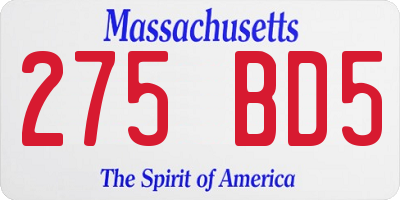 MA license plate 275BD5