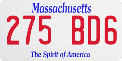 MA license plate 275BD6