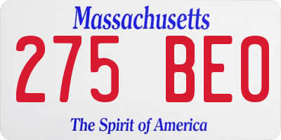MA license plate 275BE0