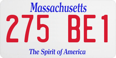 MA license plate 275BE1