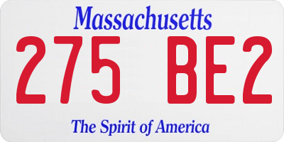 MA license plate 275BE2
