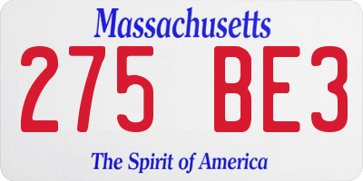 MA license plate 275BE3