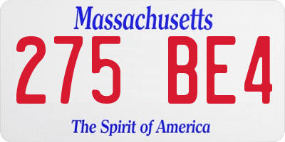 MA license plate 275BE4