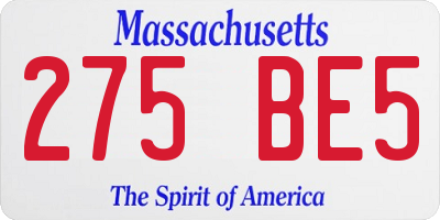 MA license plate 275BE5