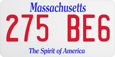 MA license plate 275BE6