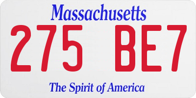 MA license plate 275BE7