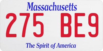 MA license plate 275BE9