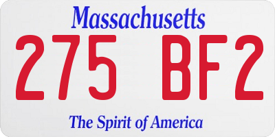 MA license plate 275BF2