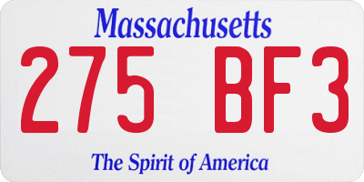 MA license plate 275BF3