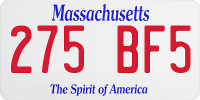 MA license plate 275BF5