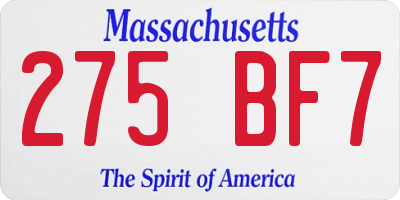 MA license plate 275BF7