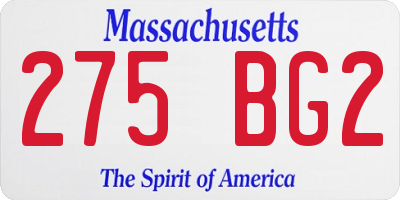 MA license plate 275BG2