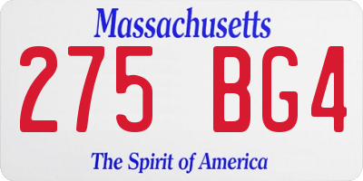 MA license plate 275BG4