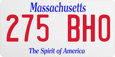 MA license plate 275BH0