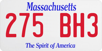 MA license plate 275BH3