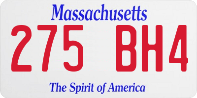 MA license plate 275BH4
