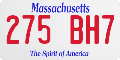 MA license plate 275BH7