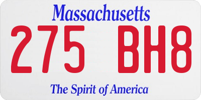 MA license plate 275BH8