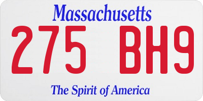 MA license plate 275BH9