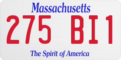 MA license plate 275BI1
