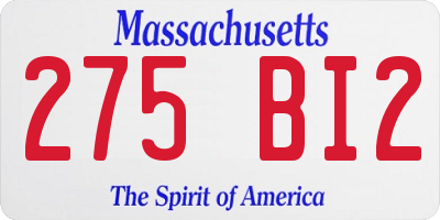 MA license plate 275BI2