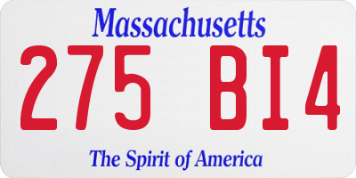 MA license plate 275BI4