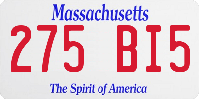 MA license plate 275BI5