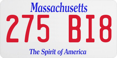 MA license plate 275BI8