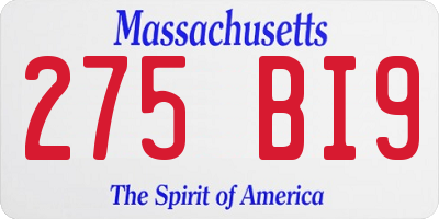 MA license plate 275BI9