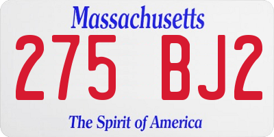 MA license plate 275BJ2
