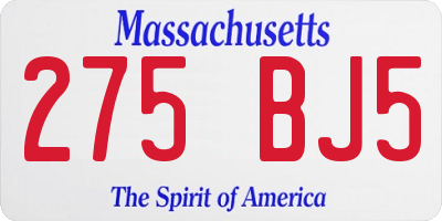 MA license plate 275BJ5