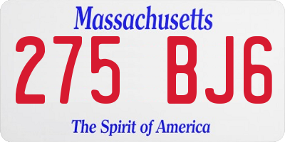 MA license plate 275BJ6