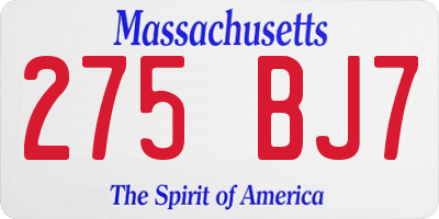 MA license plate 275BJ7
