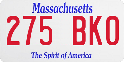 MA license plate 275BK0