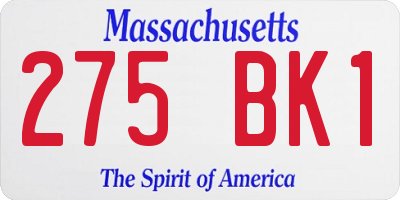 MA license plate 275BK1