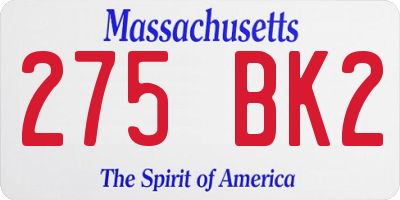 MA license plate 275BK2