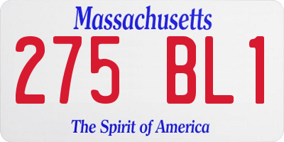MA license plate 275BL1