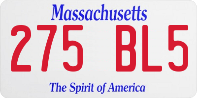 MA license plate 275BL5