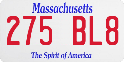 MA license plate 275BL8